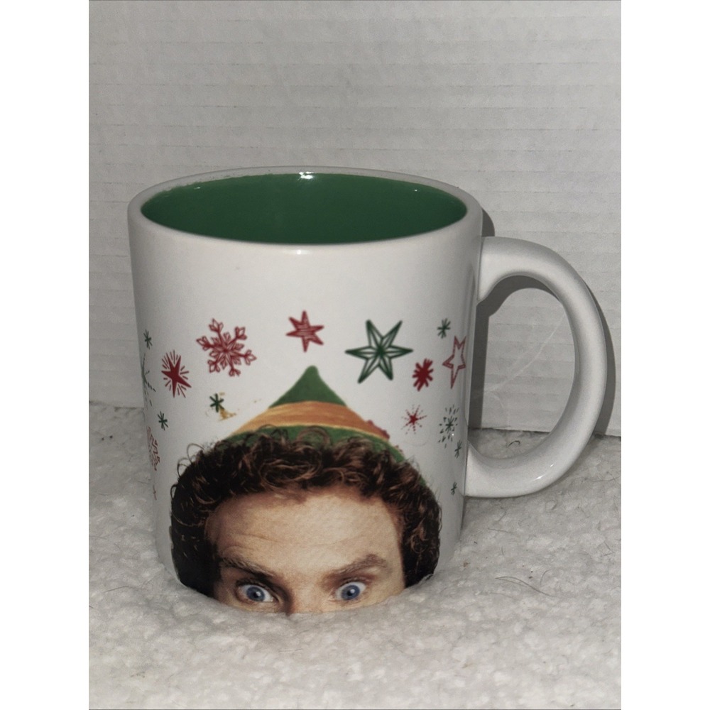 Elf Movie Buddy the Elf Coffee Mug White Green Interior Christmas Holiday New